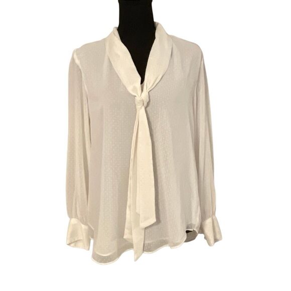 Ann Taylor Factory Tops - Ann Taylor Factory Women’s L/S Neck Tie Blouse/Top